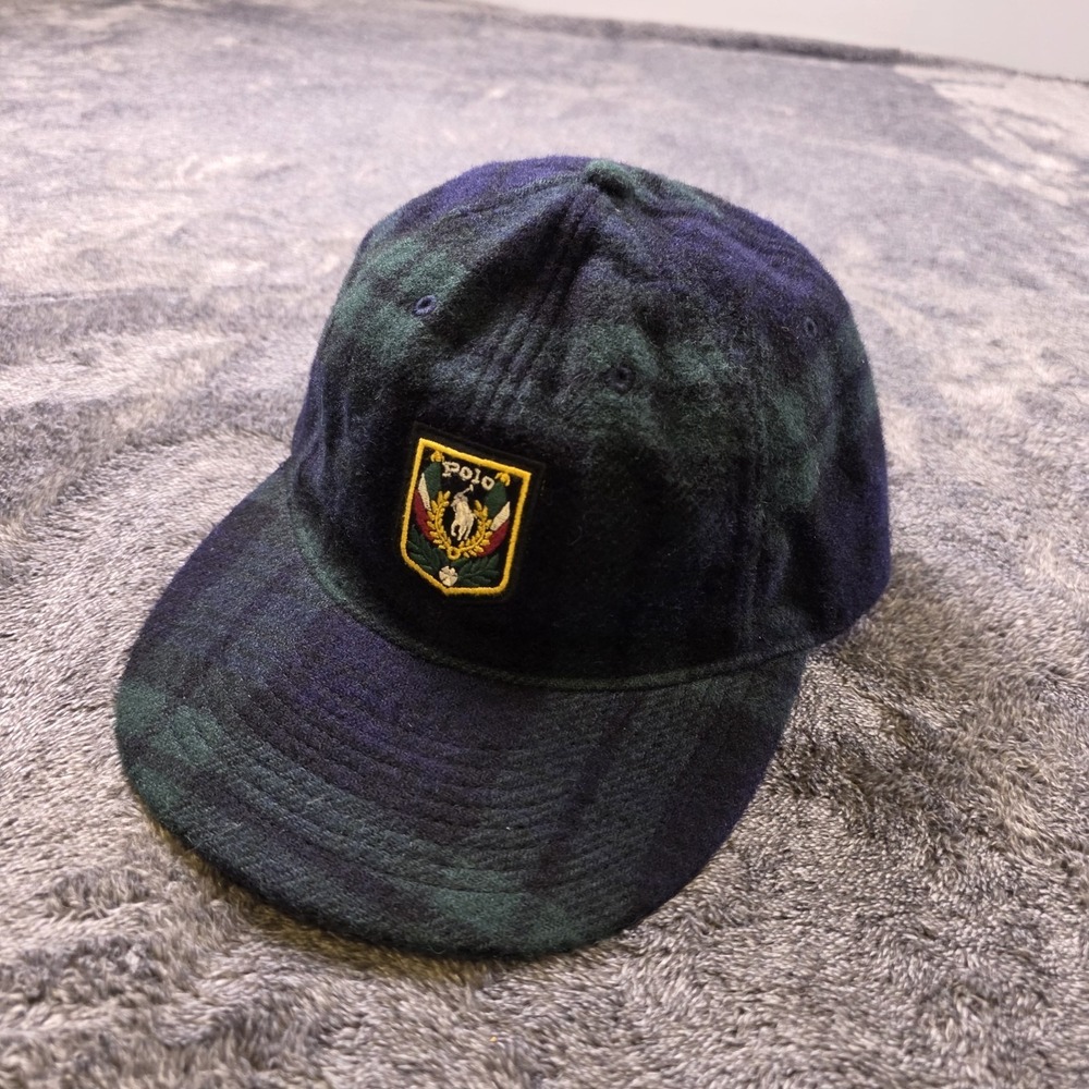 Polo Ralph Lauren Blackwatch Tartan Plaid Wool Twill Ball Cap Hat Shield Patch